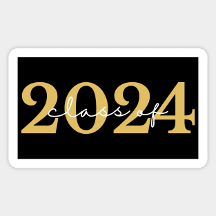 Class Of 2024. Simple Typography 2024 Design for Class Of/ Graduation Design. Gold and White Sticker